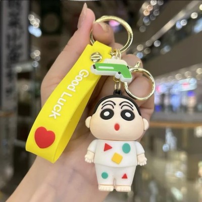 WHITE POPCORN Cute Shin Chan 3D Keychain | Strap Charm & Hook |PVC Cartoon Model Key Chain