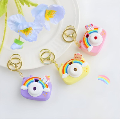 LITTLE LARKS Cute Cartoon Projection Camera Keychain for Kids – Mini Portable Toy Camera Key Chain
