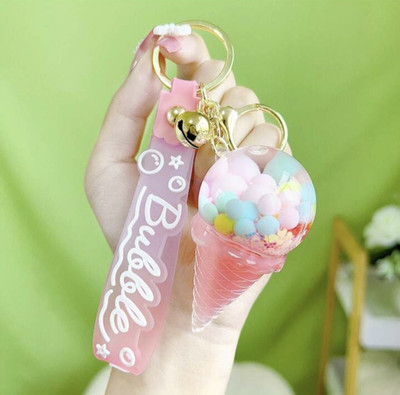 Sbb Novelty Quick Snad Floating Icecream Shape Acrylic Fancy Keychain for Girls. Fancy Charm Key Chain