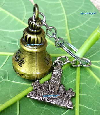 Meeko.com Gold Guardian Bell with Balaji Metal Key Chain For Blessings and Good Luck Kl-01 Key Chain