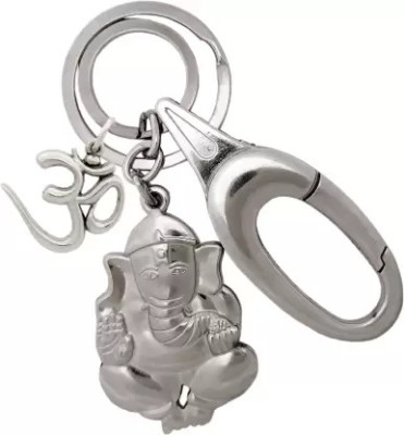 Virom Ganesh With Om & Hook Metal Keychain For Car Bike Office Key ring Gift God Key Chain