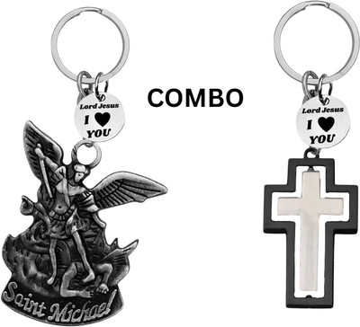 M Men Style Double-Sided Saint Michael Keychain – Jesus Christ Key Ring Medal Com649-676 Key Chain
