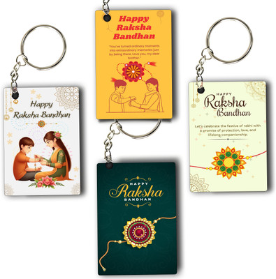 ASvik Creation 03 Raksha Bandhan Gift Keychain for Brother & Sister Set Of 4 Key Chain
