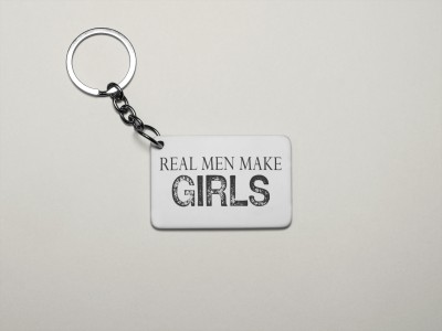 Rushaan Real Men Make Girls- Printed Acrylic Keychain(Pack Of 2) Key Chain