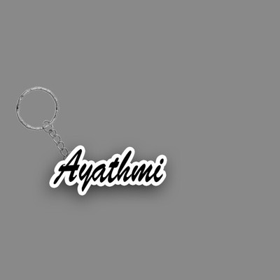 SY Gifts SYG Ayathmi Name Keychain White And Black Key Chain