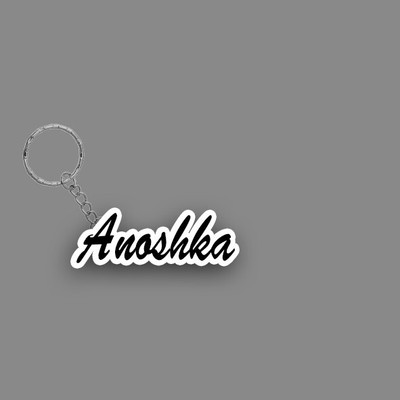 SY Gifts SYG Anoshka Name Keychain White And Black Key Chain