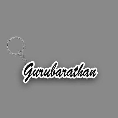 SY Gifts SYG Gurubarathan Name Keychain White And Black Key Chain