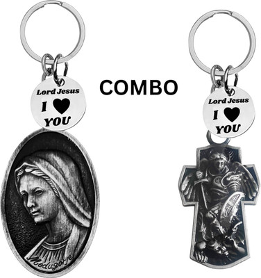 The Men Gift Double-Sided Saint Michael Keychain– Jesus Cross Keyring For Car Bike Com643-652 Key Chain