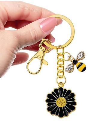 ONCRO Key chain keyring Lobster Hook Daisy Honey Bee charm car bike keychain key ring Key Chain