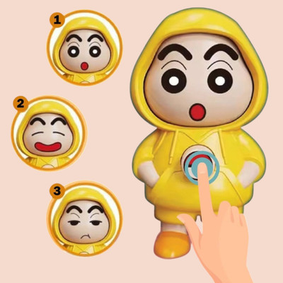 AirSoft Cute Shinchan Funny Expression Changing Desk Collectible Cartoon Hoodie Toy Key Chain