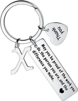 Artisans Crafted Thank You Keychain With Initial Letter Pendant X Key Chain