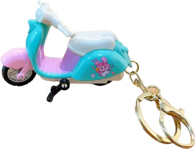 Augen Push & Go Metal Toy Scooter Keychain for Kids & Adults (ScooterB GreenWhite) Key Chain