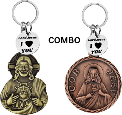 M Men Style Lord Jesus Keychain Combo– Sacred Heart Religious Keyring Set SkeyCom633-623 Key Chain
