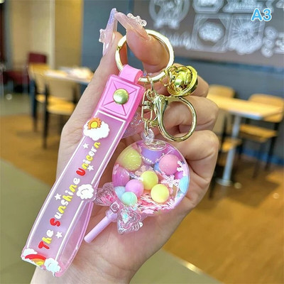 Sbb Novelty Quick Snad Floating Lollipop Shape Acrylic Fancy Keychain for Girls. Fancy Charm Key Chain