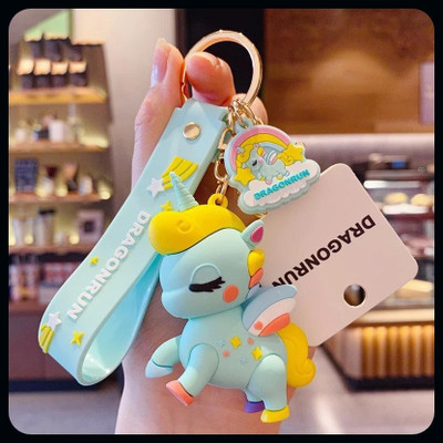gtrp Keychain-Cartoon Fairy Tale Rainbow Horse Ladies Cute Car Bag Pend Key Chain