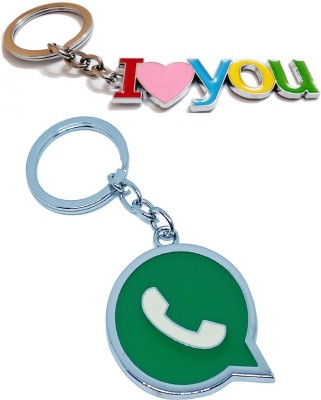 kd collections I Love You Keychain & Whatsapp Logo Metal Keychain for Bike & Cars-Multicolor Key Chain