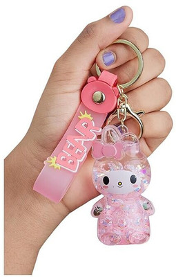 CherryBox Water Glitter Cute Floating Liquid Filled Keychain & Plushie Strap,kitty Design Key Chain