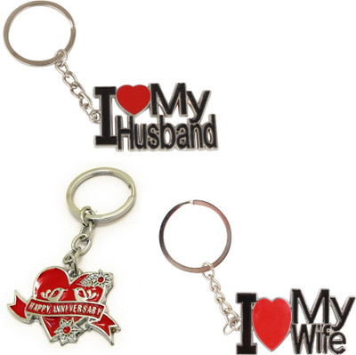 Virom I Love My Husband & Wife Happy Anniversary Keychain Best Gift for Anniversary Key Chain