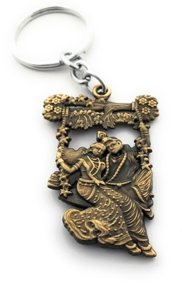 High Choice Lord Radha Krishna Sitting on Jhula/ Swing Metal Key Chain