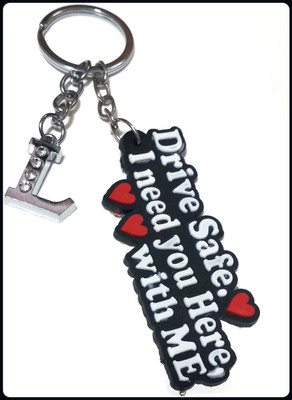 Meeko.com L letter with Drive Safe Rubber key chain 0J-A Key Chain