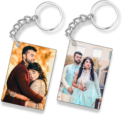 THE HATKE STORE Premium Custom Couple Photo Keychain Rectangular Shape For Birthday P4 Key Chain