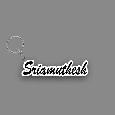 SY Gifts SYG Sriamuthesh Name Keychain White And Black Key Chain