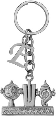 M Men Style Lord Tirupati Balaji Shanku Chakra Namam Initial Letter Alphabet -E SKey2022454 Key Chain