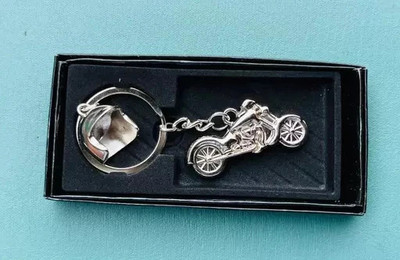 KANGUVA F-BIKE with Helmet Silver Metal Key Chain