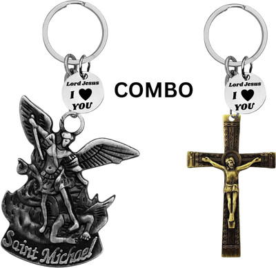 M Men Style Double-Sided Saint Michael Keychain – Jesus Christ Key Ring Medal Com649-666 Key Chain