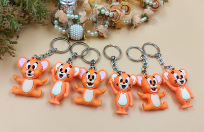 Paper Bear New Trending Multi Color 3D Cartoon Character Rubber Keychain Set of 3 Key Chain