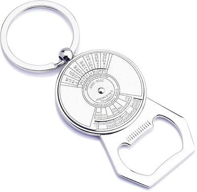 GKM 50 Years Calendar with Bottle opener stainless steel metal keychain Key Chain