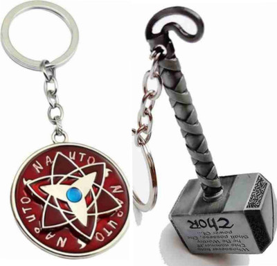 Jainsburys Combo of Naruto Rotating & Thor hammer keychain & Best quality keychain Key Chain