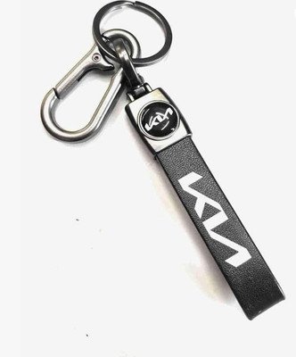 S M DECOR TRADER New KIA Logo Key Chain with Detachable Metal Hook and Leather Strap Key Chain