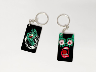 outfitque Premium Wooden Printed Key Chain Pack of 2 Perfect For Bags, Bike, Car K_221 Key Chain