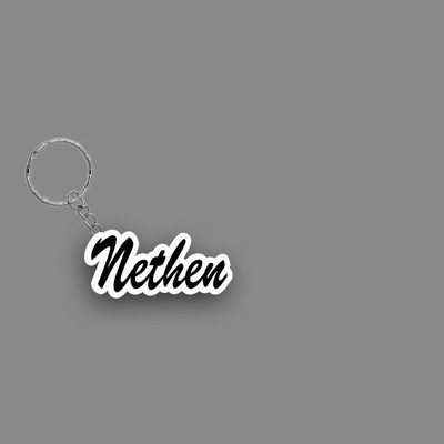 SY Gifts SYG Nethen Name Keychain White And Black Key Chain