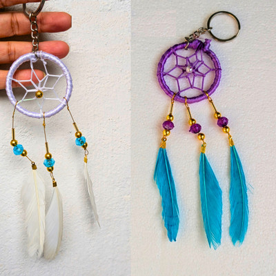 Cozzy Dera Key Chain Beads feather Handmade for Home, Office-20 cm (Pack of 2) Key Chain