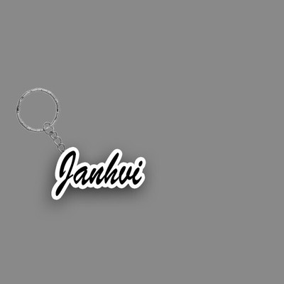 SY Gifts SYG Janhvi Name Keychain White And Black Key Chain