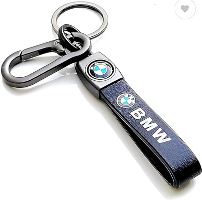 DKERAOD K-DK-18 BMW Printed Leather Hook Metal Keyring Keychain Bike Car Scooty Etc Key Chain