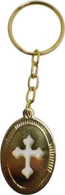 BLESSINGS Gold Round Cross Key Chain