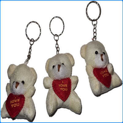 New Dimension Store N_Cute Teddy Toy With Holding Heart Shape and Love You Written in it Pack of 3 Key Chain