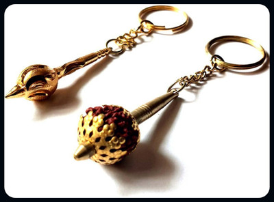 Meeko.com Keychain-Gadda combo gold & rudraksh key chain 051-A Key Chain