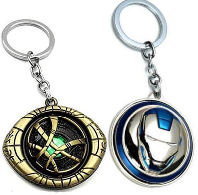 Jainsburys Combo of Doctor Eye Strange & Ironman Face Rotating keychain Key Chain