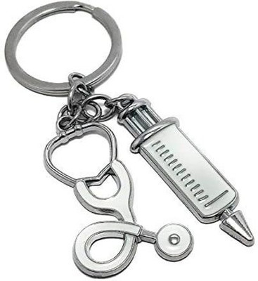 RainSound Metal Stethoscope Injection Syringe Medical tool doctor Key Chain