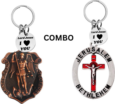 The Men Gift Double-Sided Saint Michael Keychain – Jesus Christ Key Ring Medal Com644-671 Key Chain