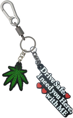 HANDSOME ISK Beautiful Rubber Drive Safe With Green Leaves Stylish Locking Lock Key Chain