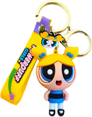 HappierYou The Powerpuff Girls - Bubbles 3D Silicone Keychain with Bagcharm and strap Key Chain