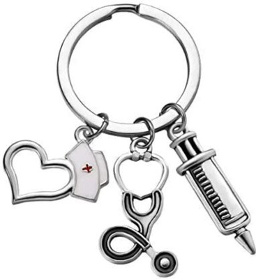 AADITYA Injection Stethoscope Doctor Set Glittery Metal Keychain & Keyring Key Chain