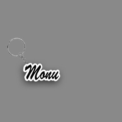 SY Gifts SYG Monu Name Keychain White And Black Key Chain