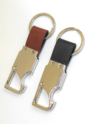 ABEL 2 pcs Set of Leather Metal Opner for Car Key Chain