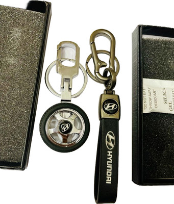 GKM Latest Design Car rotating tyre with strap hook keychain keyring Key Chain